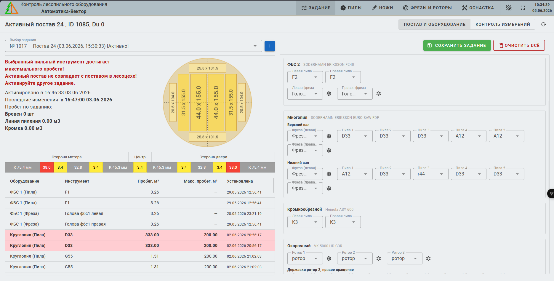 SawControl: advanced sawmill equipment control